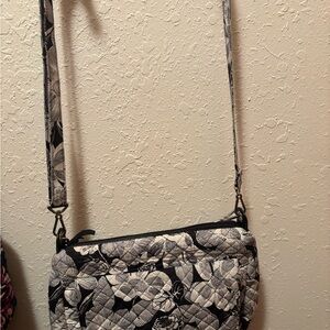 Floral Black and White Quilted Vera Bradley Crossbody Bag